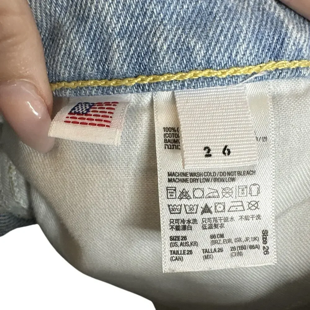 American Apparel Jeans Upcycled Denim Shorts Size 26 High Waist Cuffed USA Artsy